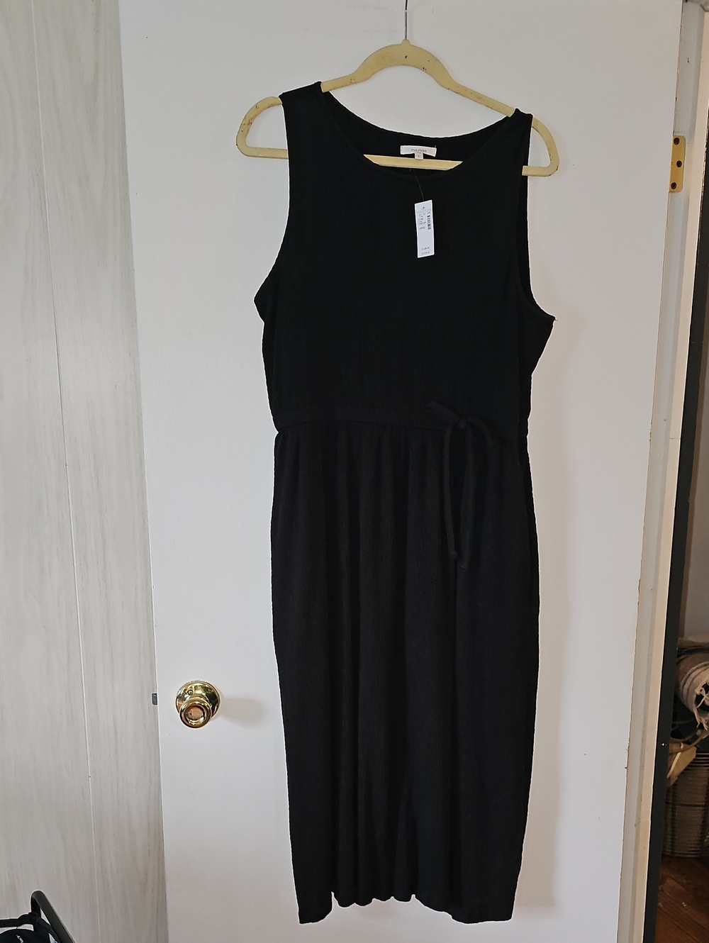 Maurices Black Sleeveless Midi Dress with Waist Tie
